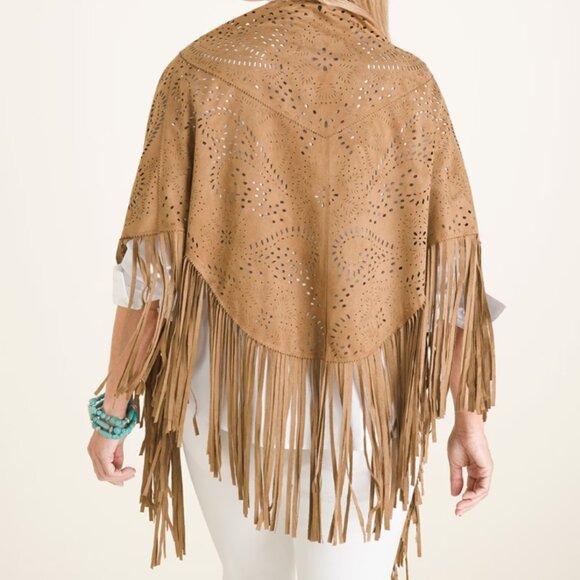 Chico's Tops - NEW Chicos Faux Suede Fringe Wrap